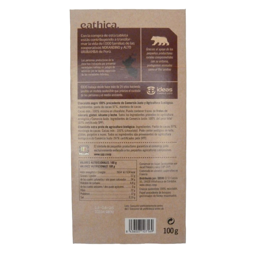 Chocolate 100% Perú BIO